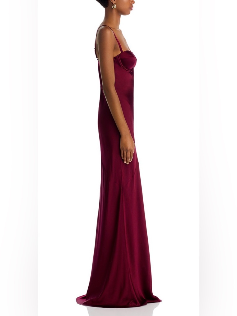 L'AGENCE Sayla Silk Maxi Dress in Dark Port - Picture 4 of 9